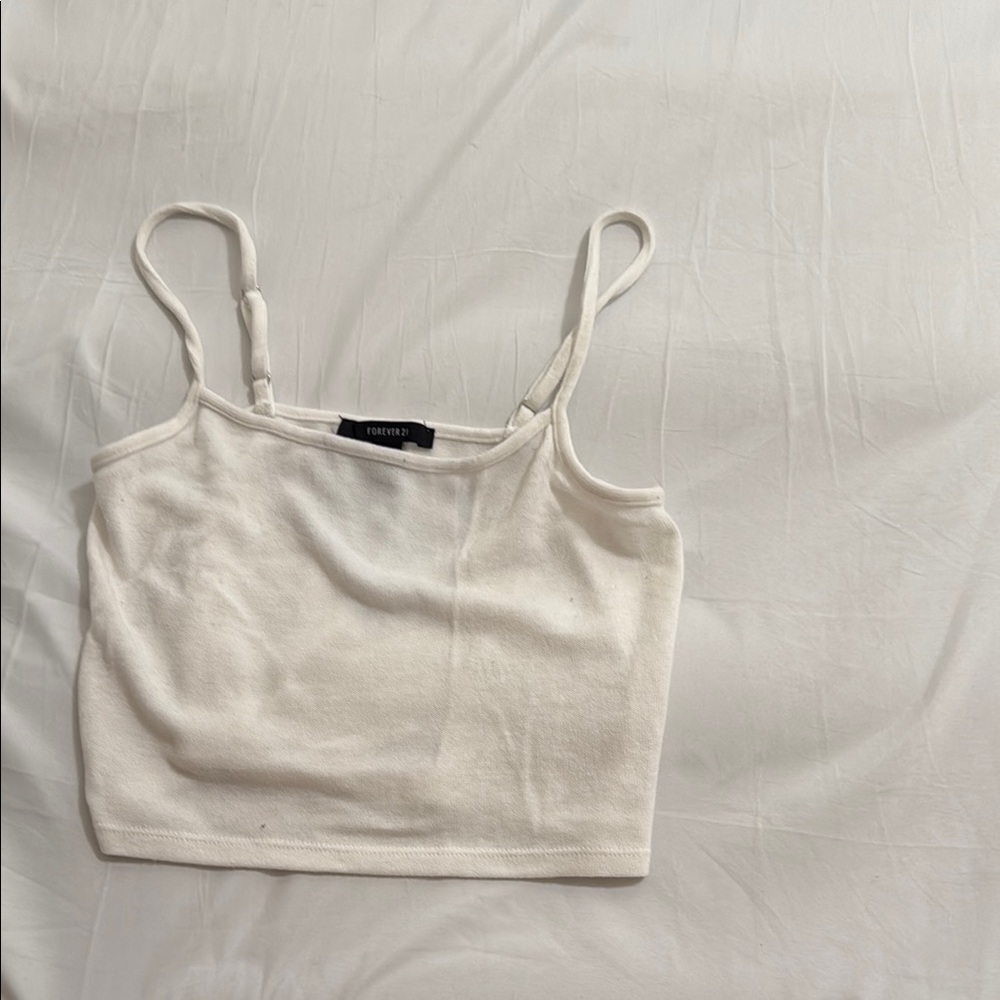 Forever 21 Cream Cropped Tank Top